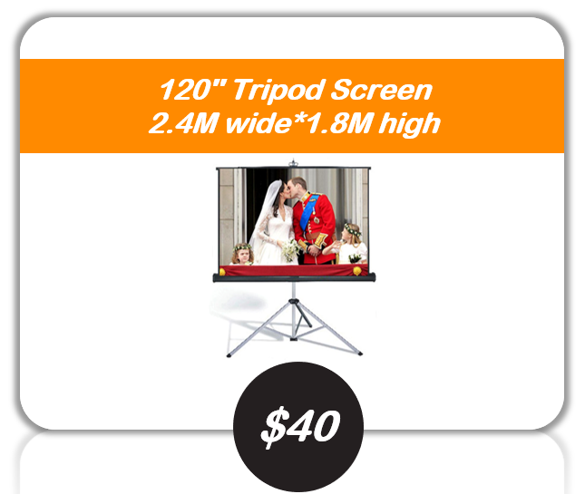 120 inch tripod screen hire Gold Coast new