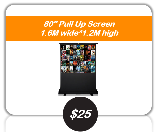 80 inch pull up screen hire Gold Coast new
