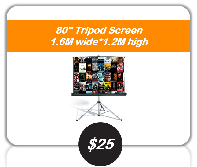 80 inch tripod screen hire Gold Coast new