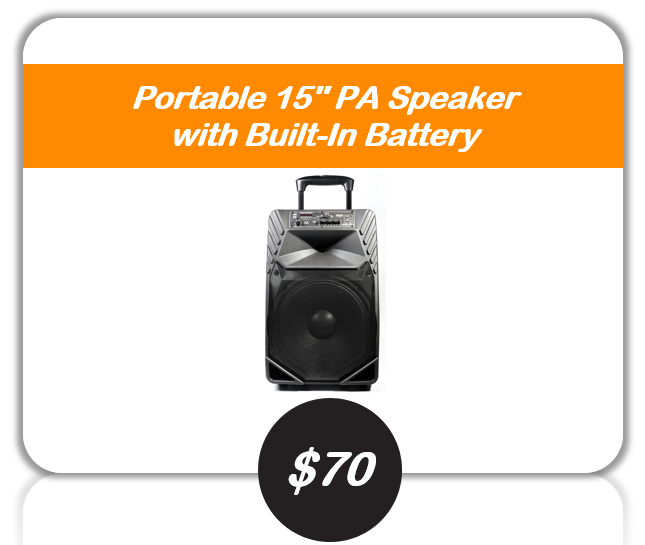 portable 15 inch PA speaker hire Gold Coast new