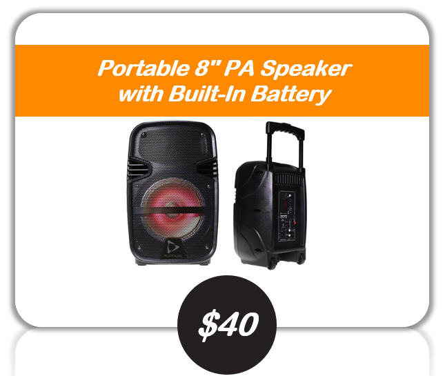 portable 8 inch PA speaker hire Gold Coast new